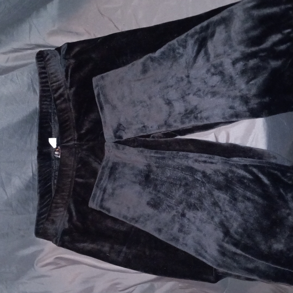 Black Velvet Stretch Leggings Pants